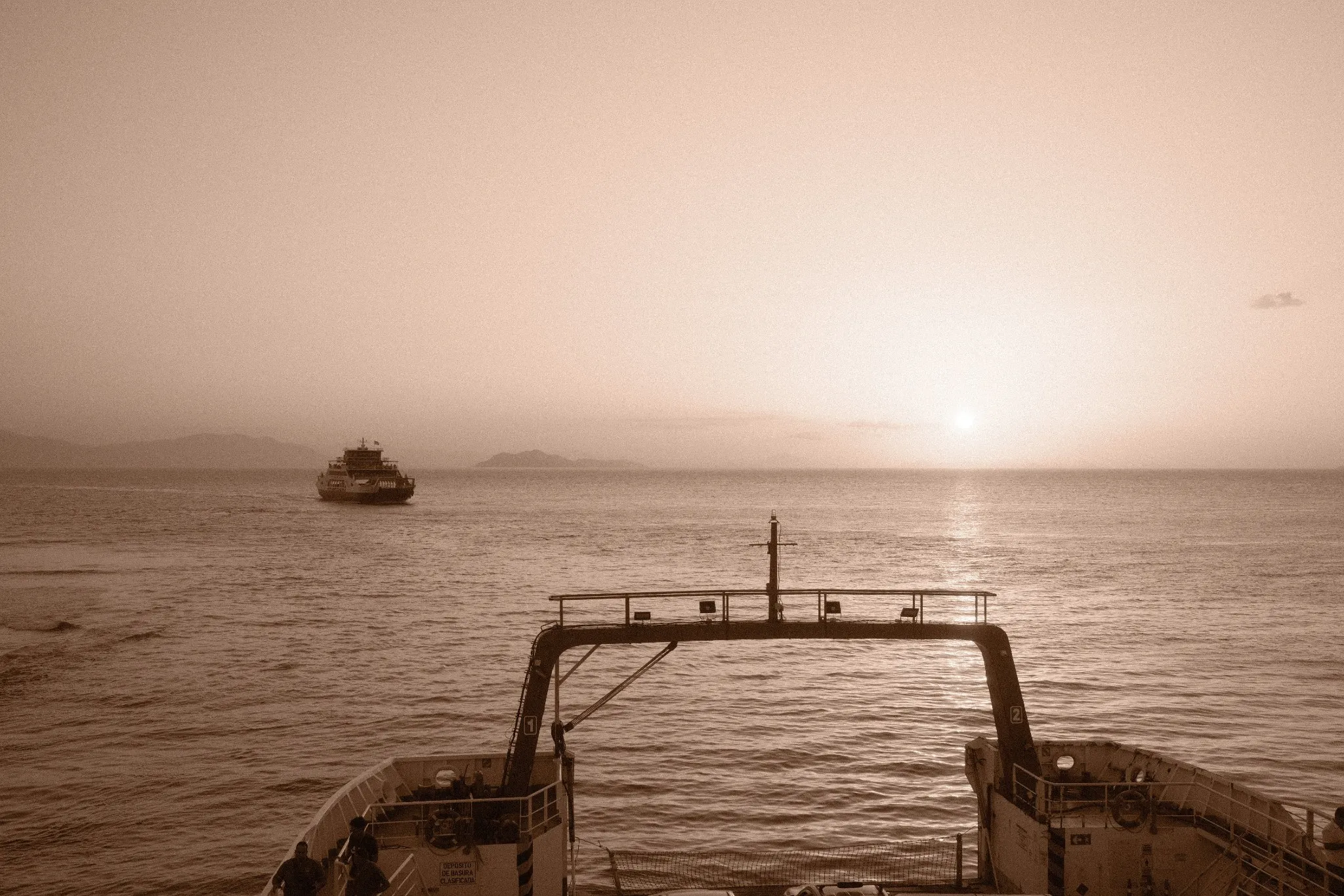 Ocean Sunset, rendered in B&W Sepia